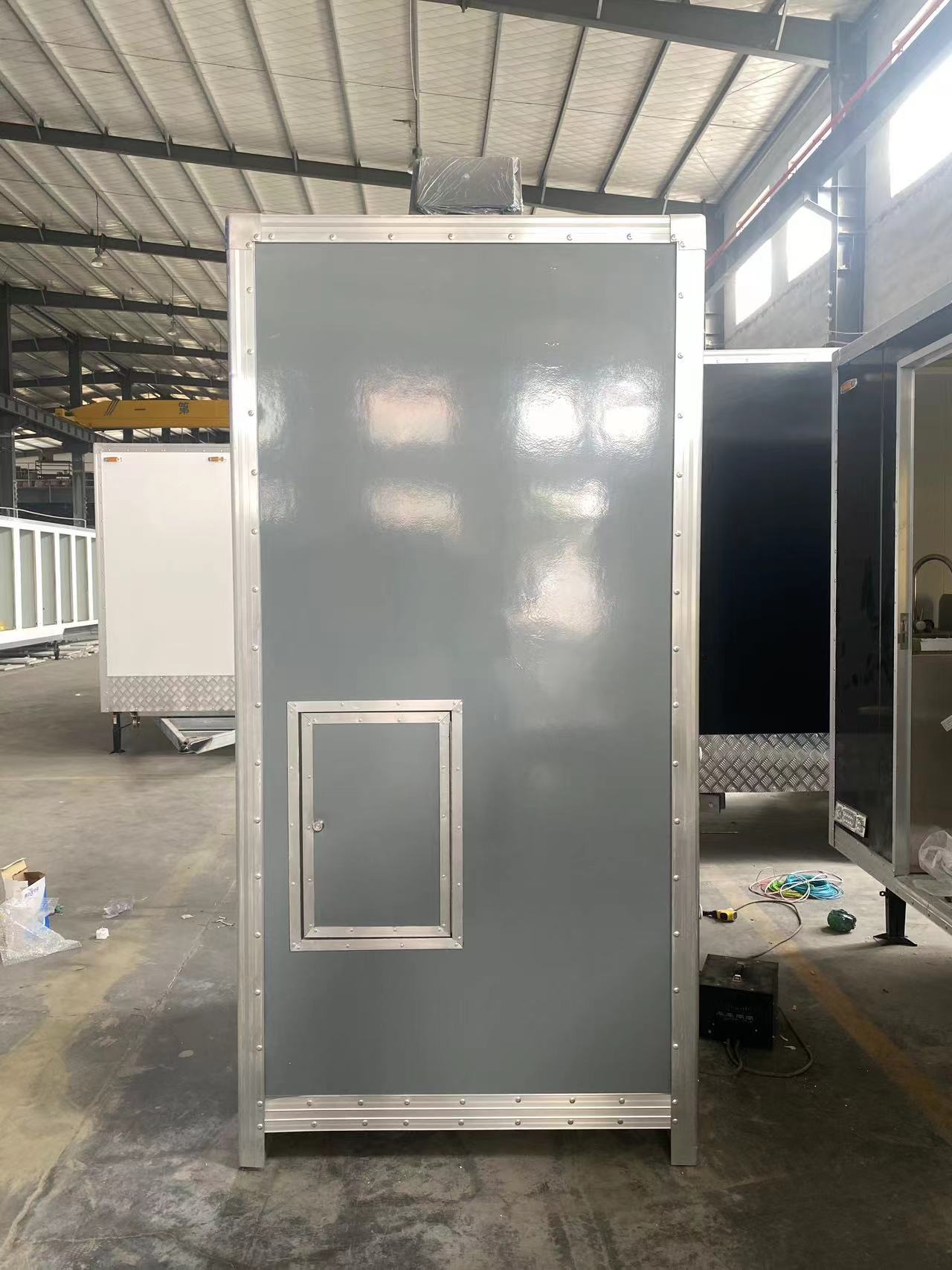 Grey single mobile toilet outdoor temporary restroom solution