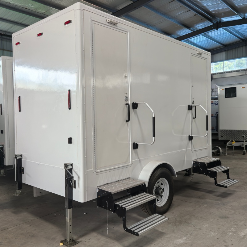 White double-seat mobile toilet and temporary movable bathroom facilities
